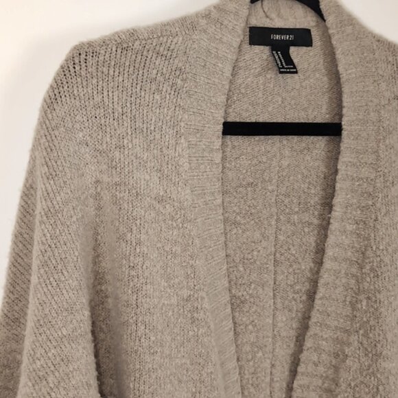 3/$20 Forever 21 Open Front Cardigan Sweater Boucle Knit Long Relaxed Slouchy - Picture 2 of 11